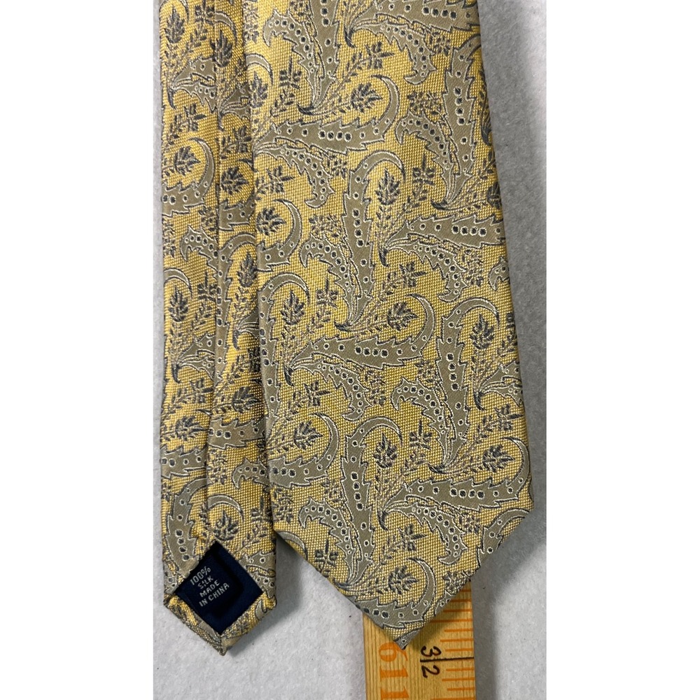 Paul Fredrick Paisley Tie Mens 3.5" Gold Silver Excellent
